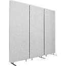 Séparation acoustique Luxor, 3 panneaux, avec pieds, env. 19 kg, dimensions totales L 1830 x P 35 x H 1680 mm, matériaux recyclés, gris clair