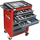 Servante d'atelier BASIC - avec jeu de 115 outils inclus - rouge
