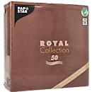 Servetten Papstar Royal Collection, 5 x 50 stuks, 1/4 vouw, stoflook, 400 x 400 mm, papier, bruin