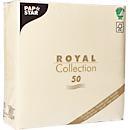 Servetten Papstar Royal Collection, 5 x 50 stuks, 1/4 vouw, stoflook, 400 x 400 mm, papier, champagne