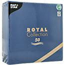 Servetten Papstar Royal Collection, 5 x 50 stuks, 1/4 vouw, stoflook, 400 x 400 mm, papier, donkerblauw