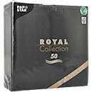 Servetten Papstar Royal Collection, 5 x 50 stuks, 1/4 vouw, stoflook, 400 x 400 mm, papier, zwart