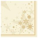 Servetten Papstar ROYAL Collection Stars &amp; Snowflakes, stoffen look, 1/4 vouw, B 400 x H 400 mm, FSC® papier, champagnekleurig, 20 stuks