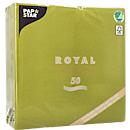 Serviettes Papstar Royal Collection, 5 x 50 pièces, 1/4-plié, aspect tissu, 400 x 400 mm, papier, vert olive