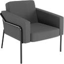 Sessel meet® by Paperflow MEDSO Klassik L, gepolstert, Sitzfläche austauschbar, B 750 x T 743 x H 736 mm, Stoff und Stahl, anthrazit/mattschwarz