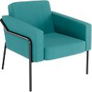 Sessel meet® by Paperflow MEDSO Klassik L, gepolstert, Sitzfläche austauschbar, B 750 x T 743 x H 736 mm, Stoff und Stahl, blau/mattschwarz
