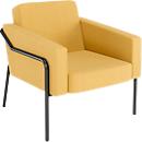 Sessel meet® by Paperflow MEDSO Klassik L, gepolstert, Sitzfläche austauschbar, B 750 x T 743 x H 736 mm, Stoff und Stahl, gelb/mattschwarz