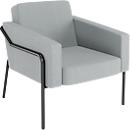 Sessel meet® by Paperflow MEDSO Klassik L, gepolstert, Sitzfläche austauschbar, B 750 x T 743 x H 736 mm, Stoff und Stahl, grau/mattschwarz