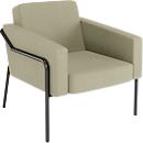 Sessel meet® by Paperflow MEDSO Klassik L, gepolstert, Sitzfläche austauschbar, B 750 x T 743 x H 736 mm, Stoff und Stahl, grün/mattschwarz
