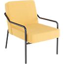 Sessel meet® by Paperflow MEDSO Klassik M, gepolstert, Sitzfläche austauschbar, B 580 x T 743 x H 736 mm, Stoff und Stahl, gelb/mattschwarz