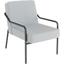 Sessel meet® by Paperflow MEDSO Klassik M, gepolstert, Sitzfläche austauschbar, B 580 x T 743 x H 736 mm, Stoff und Stahl, grau/mattschwarz