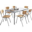 Set 1 table 1600 x 800 mm + 6 chaises CR empilables