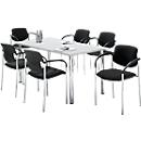 Set avantageux : 6 chaises Styl - empilable- noir et 1 table 1600 x 800 mm - gris clair