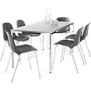 Set de 6 chaises BETA, anthracite et 1 table 1600 x 800 mm, gris clair 