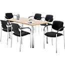 Set de 6 chaises STYL, noir et 1 table 1600 x 800 mm, érable 