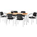 Set de 6 chaises STYL, noir et 1 table 1600 x 800 mm, hêtre 