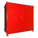 Shelf container BAUER CEN 29-2, steel, double wing door, W 3175 x D 1480 x H 2980 mm, red
