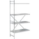 Shelving system, add-on shelving, stainless steel, perforated base, H 2000 x W 875 x D 500 mm