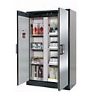 Sicherheitsschrank Typ 90 asecos Q-CLASSIC-90, Flügeltüren, Front asecos Silber, B 1193 x T 615 x H 1953 mm