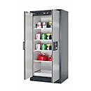 Sicherheitsschrank Typ 90 asecos Q-CLASSIC-90, Flügeltüren, Front asecos Silber, B 893 x T 615 x H 1953 mm