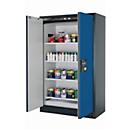 Sicherheitsschrank Typ 90 asecos Q-CLASSIC-90, Flügeltüren, Front Enzianblau, B 1193 x T 615 x H 1953 mm