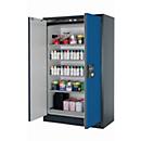 Sicherheitsschrank Typ 90 asecos Q-CLASSIC-90, Flügeltüren, Front Enzianblau, B 1193 x T 615 x H 1953 mm