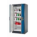 Sicherheitsschrank Typ 90 asecos Q-CLASSIC-90, Flügeltüren, Front Enzianblau, B 893 x T 615 x H 1953 mm