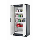 Sicherheitsschrank Typ 90 asecos Q-CLASSIC-90, Flügeltüren, Front Reinweiß, B 893 x T 615 x H 1953 mm