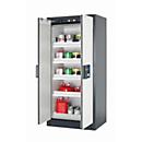 Sicherheitsschrank Typ 90 asecos Q-CLASSIC-90, Flügeltüren, Front Reinweiß, B 893 x T 615 x H 1953 mm