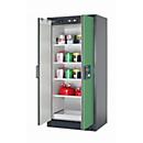 Sicherheitsschrank Typ 90 asecos Q-CLASSIC-90, Flügeltüren, Front Resedagrün, B 893 x T 615 x H 1953 mm