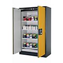 Sicherheitsschrank Typ 90 asecos Q-CLASSIC-90, Flügeltüren, Front Sicherheitsgelb, B 1193 x T 615 x H 1953 mm