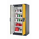 Sicherheitsschrank Typ 90 asecos Q-CLASSIC-90, Flügeltüren, Front Sicherheitsgelb, B 893 x T 615 x H 1953 mm