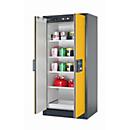 Sicherheitsschrank Typ 90 asecos Q-CLASSIC-90, Flügeltüren, Front Sicherheitsgelb, B 893 x T 615 x H 1953 mm