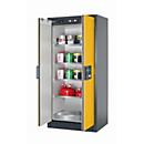Sicherheitsschrank Typ 90 asecos Q-CLASSIC-90, Flügeltüren, Front Sicherheitsgelb, B 893 x T 615 x H 1953 mm