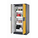Sicherheitsschrank Typ 90 asecos Q-CLASSIC-90, Flügeltüren, Front Sicherheitsgelb, B 893 x T 615 x H 1953 mm