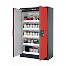 Sicherheitsschrank Typ 90 asecos Q-CLASSIC-90, Flügeltüren, Front Verkehrsrot, B 1193 x T 615 x H 1953 mm