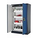 Sicherheitsschrank Typ 90 asecos Q-PEGASUS-90, Flügeltüren mit Schließ-Automatik, Einhandbedienung, Front Enzianblau, B 1193 x T 615 x H 1953 mm