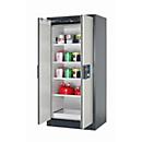 Sicherheitsschrank Typ 90 asecos Q-PEGASUS-90, Flügeltüren mit Schließ-Automatik, Einhandbedienung, Front Lichtgrau, B 893 x T 615 x H 1953 mm