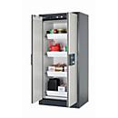 Sicherheitsschrank Typ 90 asecos Q-PEGASUS-90, Flügeltüren mit Schließ-Automatik, Einhandbedienung, Front Lichtgrau, B 893 x T 615 x H 1953 mm