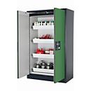 Sicherheitsschrank Typ 90 asecos Q-PEGASUS-90, Flügeltüren mit Schließ-Automatik, Einhandbedienung, Front Resedagrün, B 1193 x T 615 x H 1953 mm