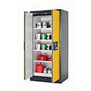 Sicherheitsschrank Typ 90 asecos Q-PEGASUS-90, Flügeltüren mit Schließ-Automatik, Einhandbedienung, Front Sicherheitsgelb, B 893 x T 615 x H 1953 mm