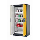 Sicherheitsschrank Typ 90 asecos Q-PEGASUS-90, Flügeltüren mit Schließ-Automatik, Einhandbedienung, Front Sicherheitsgelb, B 893 x T 615 x H 1953 mm