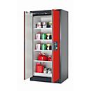 Sicherheitsschrank Typ 90 asecos Q-PEGASUS-90, Flügeltüren mit Schließ-Automatik, Einhandbedienung, Front Verkehrsrot, B 893 x T 615 x H 1953 mm