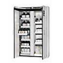 Sicherheitsschrank Typ 90 asecos S-CLASSIC-90, Flügeltüren mit Türfeststellanlage, Front Lichtgrau, B 1196 x T 616 x H 1968 mm