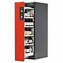 Sicherheitsschrank Typ 90 asecos V-MOVE-90, Vertikalauszug mit Schließ-Automatik, Front Verkehrsrot, B 449 x T 860 x H 1966 mm