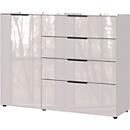 Sideboard, mit 4 Schubladen und 1 Tür, Glasfront- und auflage, B 1340 x T 420 x H 1020 mm, Kaschmir