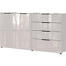 Sideboard, mit 4 Schubladen und 2 Türen, Glasfront- und auflage, B 1840 x T 420 x H 1020 mm, Kaschmir