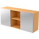 Sideboard TARVIS, 2 HC, avec portes coulissantes, l. 1600 x P 420 x H 748 mm, coloris hêtre