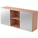 Sideboard TARVIS, 2 OH, mit Schiebetüren, B 1600 x T 420 x H 748 mm, Nussbaum-Dekor