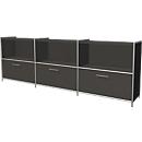 Sideboard Toledo, avec panneau de finition arrière, 3 tiroirs, 3 casiers, 2 HC, l. 2360 x P 380 mm, anthracite